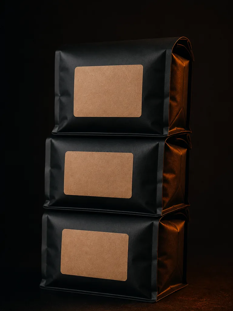 Matte black Tolva coffee bags