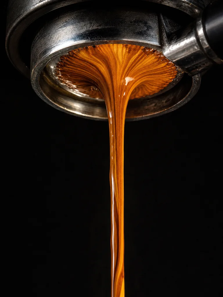 Espresso pouring with golden crema
