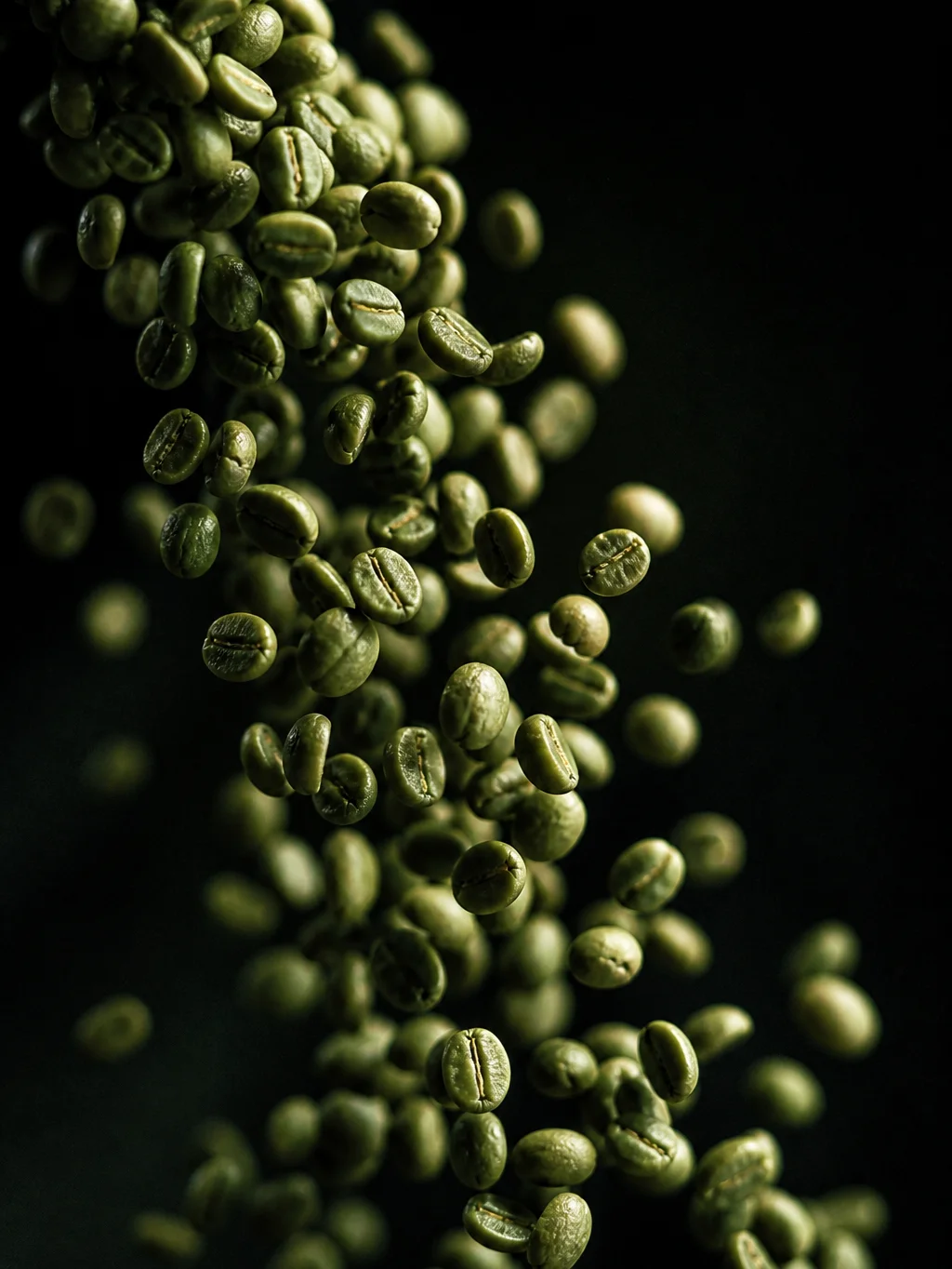 Raw green coffee beans