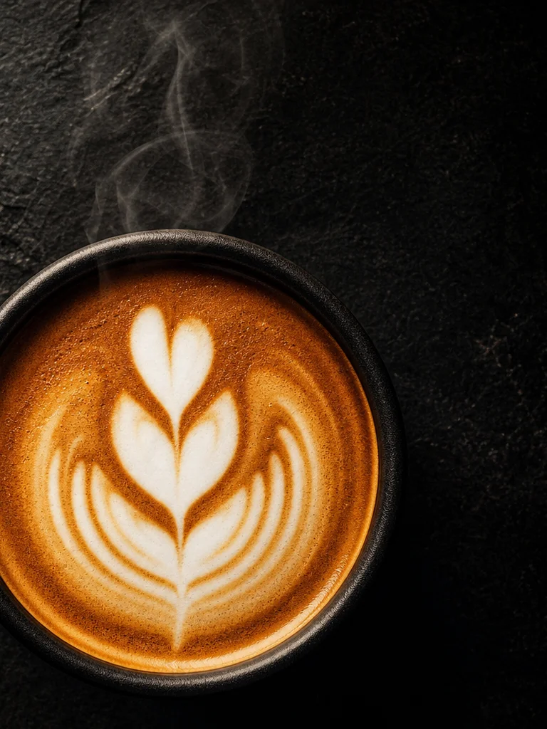 Latte art tulip seen from above